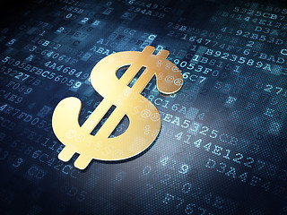 Image showing Currency concept: Red Dollar on digital background