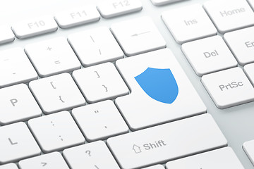 Image showing Privacy concept: Shield on computer keyboard background