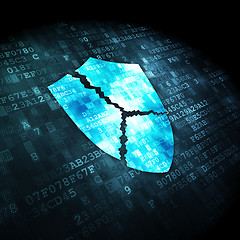 Image showing Privacy concept: Broken Shield on digital background