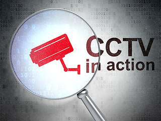 Image showing Protection concept: Cctv Camera and CCTV In action with optical