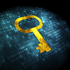 Image showing Protection concept: Key on digital background