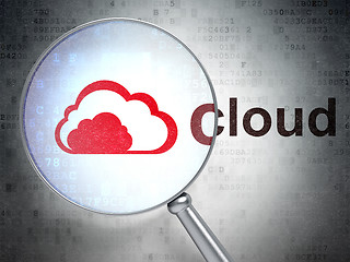 Image showing Cloud technology concept: Cloud and Cloud with optical glass