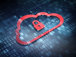 Image showing Cloud technology concept: Red Cloud Padlock