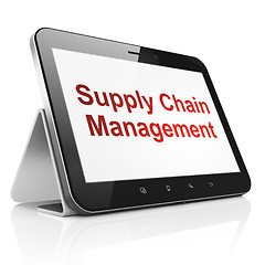 Image showing Advertising concept: Supply Chain Management on tablet pc comput