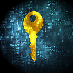 Image showing Protection concept: Key on digital background