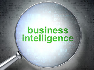 Image showing Business concept: Business Intelligence with optical glass