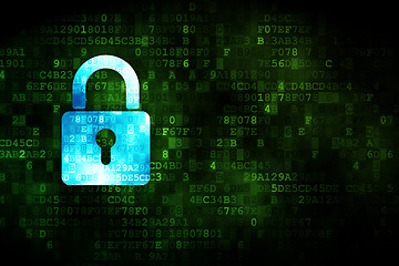 Image showing Data concept: Closed Padlock on digital background