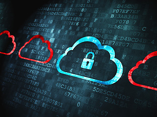 Image showing Cloud technology concept: Cloud With Padlock on digital backgrou