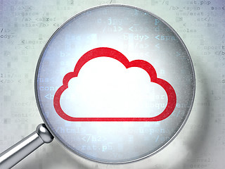 Image showing Cloud computing concept:  Cloud with optical glass on digital ba
