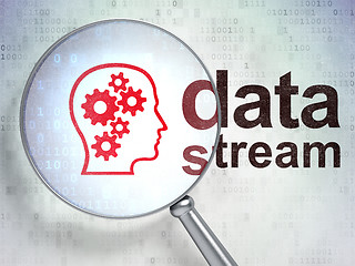 Image showing Information concept: Head With Gears and Data Stream with optica