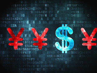 Image showing Currency concept: Dollar And Yen on digital background