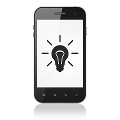 Image showing Business concept: Light Bulb on smartphone