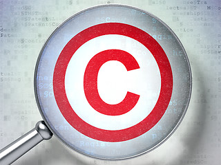 Image showing Law concept:  Copyright with optical glass on digital background