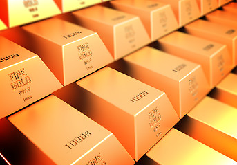 Image showing 3D render of Golden bars.