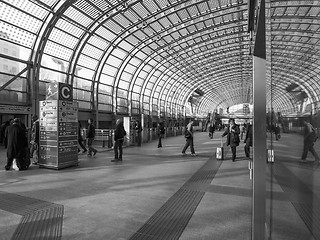 Image showing Black and white Torino Porta Susa station