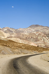 Image showing Moon Over Bad Water Road, Death Valley National Park