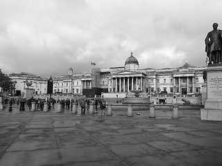 Image showing Black and white Trafalgar Square London