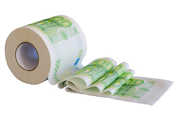 Image showing European money paint on toilet paper