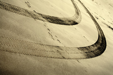 Image showing Tire Tracks in the Sand