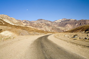 Image showing Moon Over Bad Water Road, Death Valley National Park