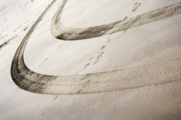 Image showing Tire Tracks in the Sand