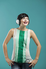 Image showing Girl listen music