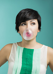 Image showing Girl with a bubble gum