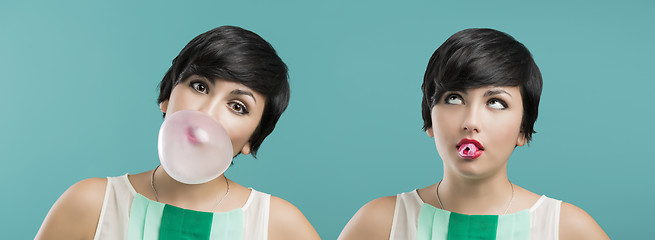 Image showing Girl with a bubble gum