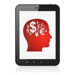 Image showing Education concept: Head With Finance Symbol on tablet pc compute