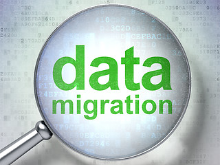 Image showing Data concept: Data Migration with optical glass