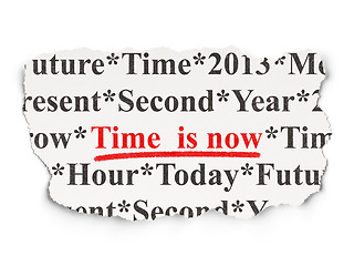 Image showing Timeline concept: Time is Now on Paper background