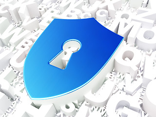 Image showing Security concept: Shield With Keyhole on alphabet background