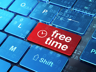 Image showing Time concept: Clock and Free Time on computer keyboard backgroun