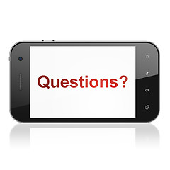 Image showing Education concept: Questions? on smartphone