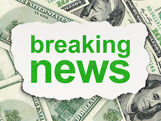 Image showing News concept: Breaking News on Money background