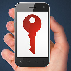 Image showing Security concept: Key on smartphone