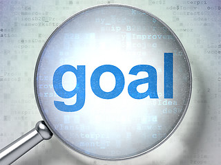 Image showing Marketing concept: Goal with optical glass