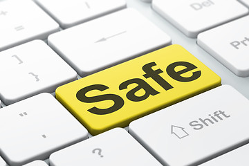 Image showing Security concept: Safe on computer keyboard background