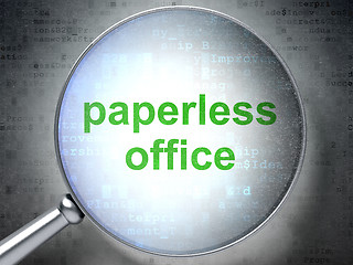 Image showing Finance concept: Paperless Office with optical glass