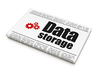 Image showing Data news concept: newspaper with Data Storage and Gears