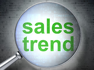 Image showing Marketing concept: Sales Trend with optical glass