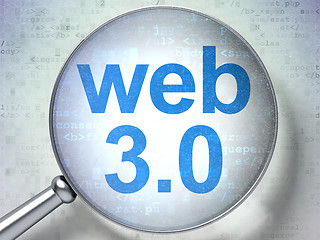 Image showing SEO web development concept: Web 3.0 with optical glass