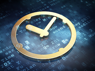 Image showing Time concept: Golden Clock on digital background