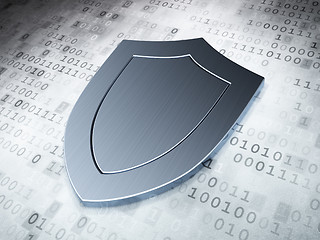 Image showing Protection concept: Silver Shield on digital background