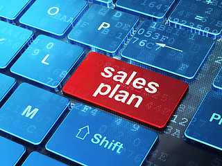 Image showing Marketing concept: Sales Plan on computer keyboard background