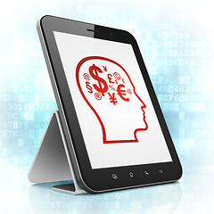 Image showing Advertising concept: Head With Finance Symbol on tablet pc computer