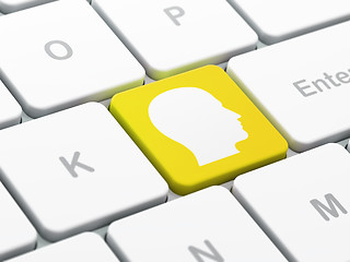 Image showing Data concept: Head on computer keyboard background