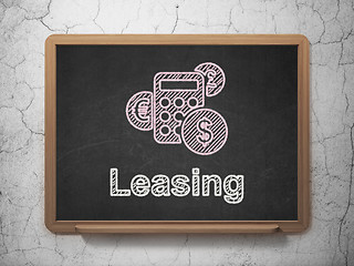 Image showing Business concept: Calculator and Leasing on chalkboard background