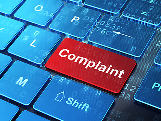 Image showing Law concept: Complaint on computer keyboard background