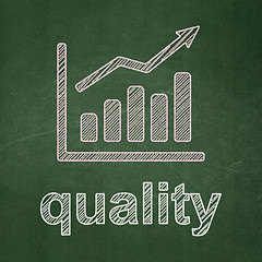 Image showing Advertising concept: Growth Graph and Quality on chalkboard background